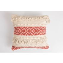 Coussin 40x40cm Déhoussable Alaka naturel rouge